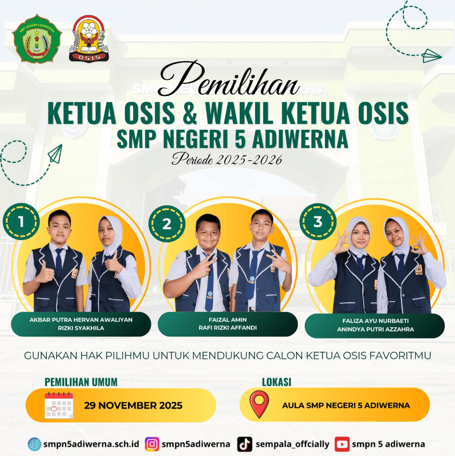 Calon Ketua dan Wakil Ketua OSIS SMP Negeri 5 Adiwerna